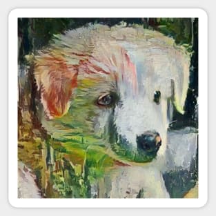 Cute puppy painting (pet, dog, pretty and hiking) Sticker